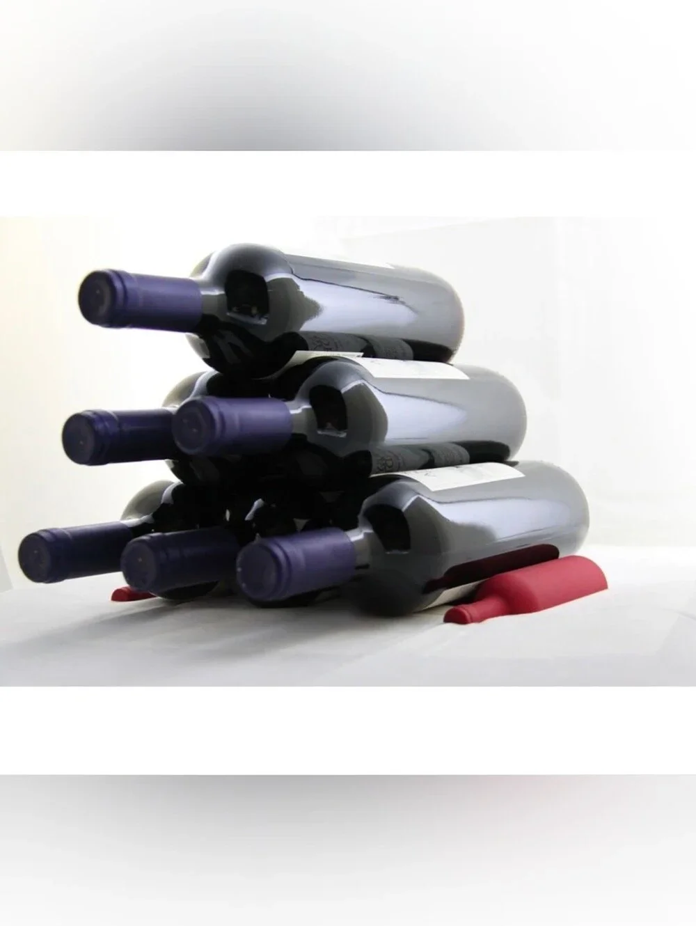 Make My Day Wine Bottle Storage Stacker, Burgundy, Unique Space Saving Display
